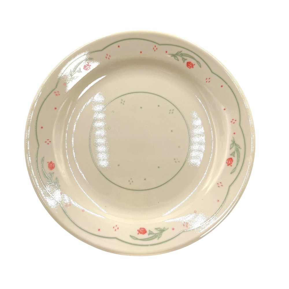 Corelle English Breakfast Bread Plate 6.75" Cream Pink Tulip 1990s